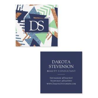 80s Color Abstract | Navy Rose Gold Mint Custom Calling Card