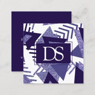 80s Cool Abstract | Purple Passion Shapes Monogram Calling Card