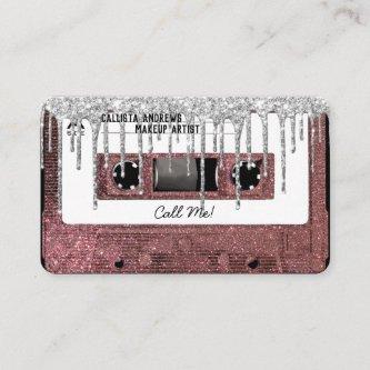 80's Rose Gold Glitter Drip Cassette Tape Mixtape
