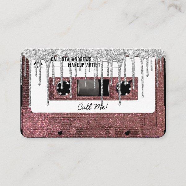 80's Rose Gold Glitter Drip Cassette Tape Mixtape