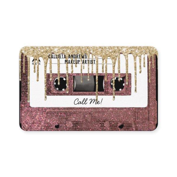 80's Rose Gold Glitter Drip Cassette Tape Mixtape