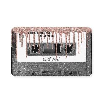 80's Silver Glitter Drip Cassette Tape Mixtape