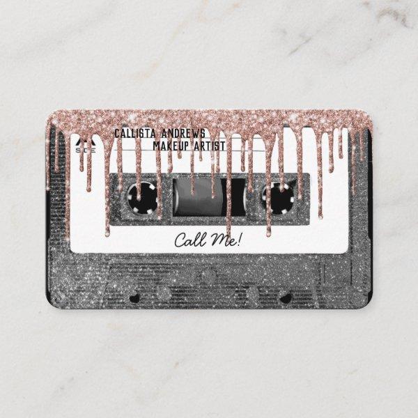 80's Silver Glitter Drip Cassette Tape Mixtape