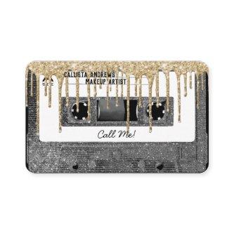 80's Silver Glitter Drip Cassette Tape Mixtape