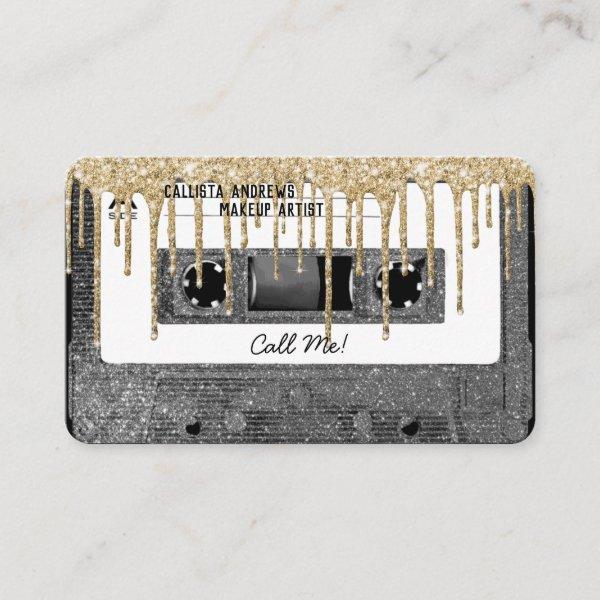 80's Silver Glitter Drip Cassette Tape Mixtape