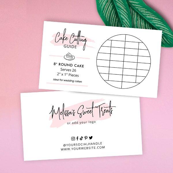 8" Round Cake Cutting Guide 2x1" Portions Size Enclosure Card