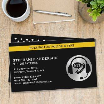911 Dispatcher Custom Thin Gold Line Logo