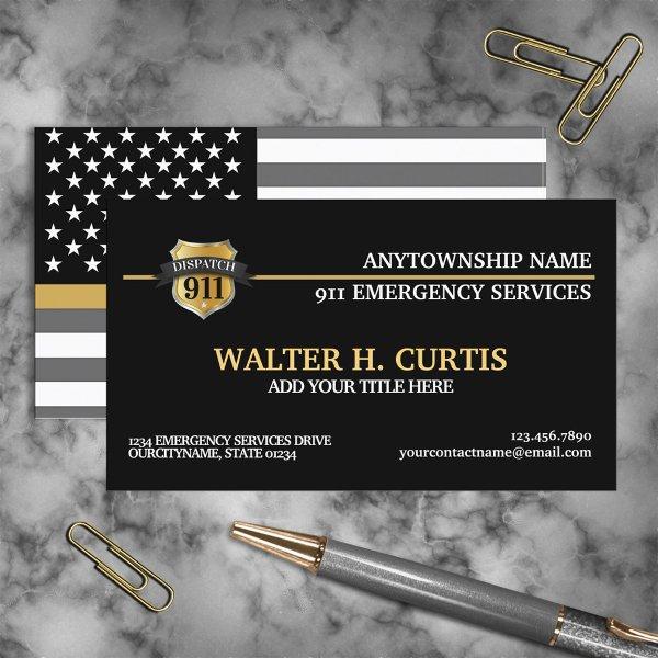 911 Dispatcher Thin Gold Line Flag