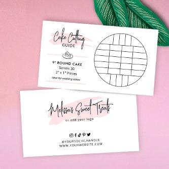 9" Round Cake Cutting Guide 2x1" Portions Size Enclosure Card