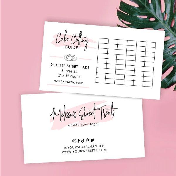 9" x 13" Sheet Cake Cutting Guide Wedding Portions Enclosure Card