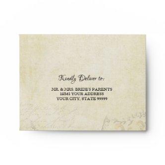 A2 Elegant RSVP Wedding Vintage Paris Parchment Envelope