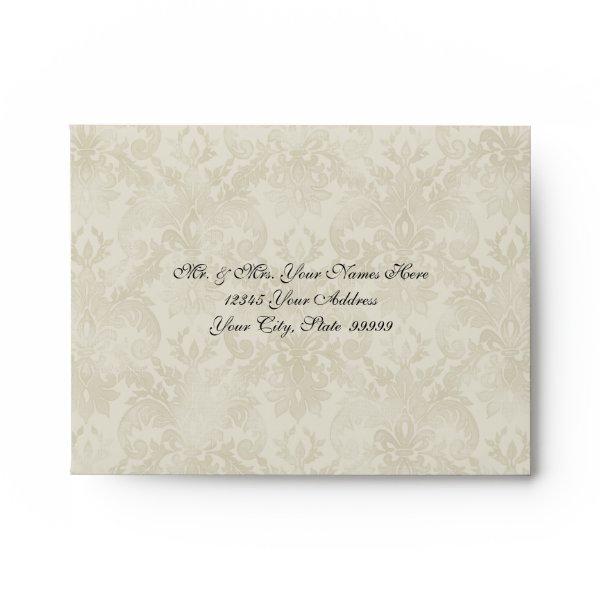 A2 RSVP Black n Cream Fleur de Lis Damask Wedding Envelope