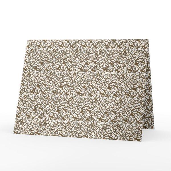 A brown rug with a geometric motif is partially co card