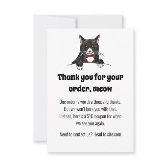 A Cute Tuxedo Cat Thank You Card for Customers