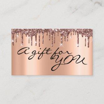 A Gift For YOu Rose Gold Metal Glitter Drips