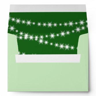 A Green Holiday Twinkle Lights Invitation Envelope
