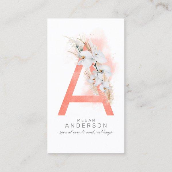 A Letter Monogram White Orchids and Pampas Grass