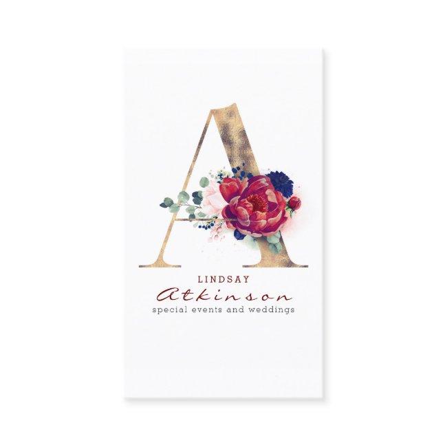 A Monogram Burgundy Gold and Navy Blue Floral