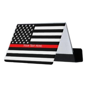 A Personalized American Thin Red Line Display Desk  Holder