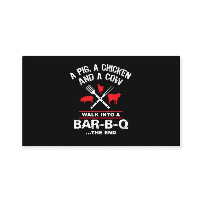 A Pig Chicken Cow Walk Into A Bar Funny BBQ Appointment Card