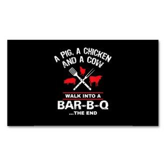 A Pig Chicken Cow Walk Into A Bar Funny BBQ  Magnet