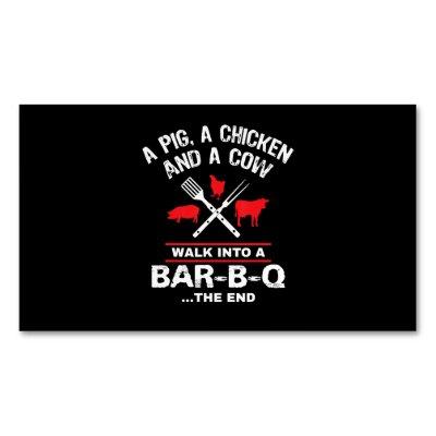 A Pig Chicken Cow Walk Into A Bar Funny BBQ  Magnet