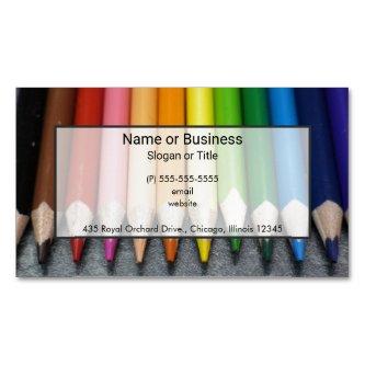 A Row of Brightly Colored Pencils.  Magnet