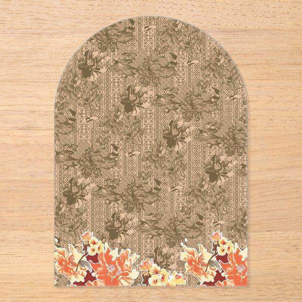 A vintage floral pattern with intricate brown desi acrylic invitations