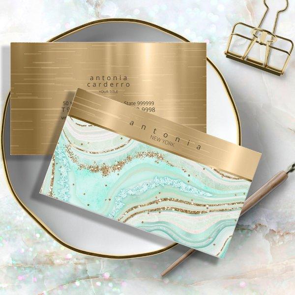 Abstract Agate Monogram Mint ID827