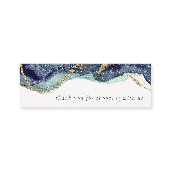 Abstract Alcohol Ink  Navy Blue Glitter Thank You  Mini