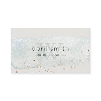 Abstract Aqua Blue Brush Stoke Monogram Glitter