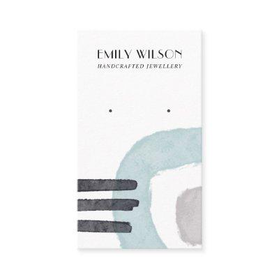 ABSTRACT AQUA BLUE LINES STUD EARRING DISPLAY CARD