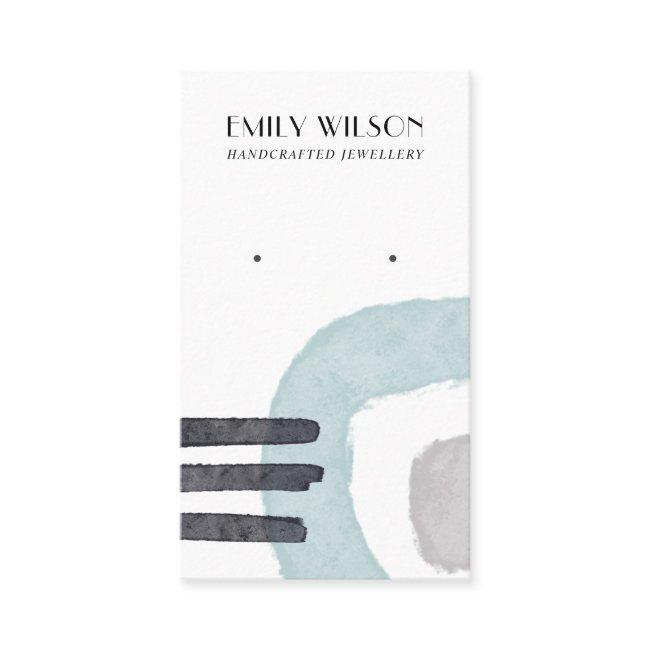 ABSTRACT AQUA BLUE LINES STUD EARRING DISPLAY CARD