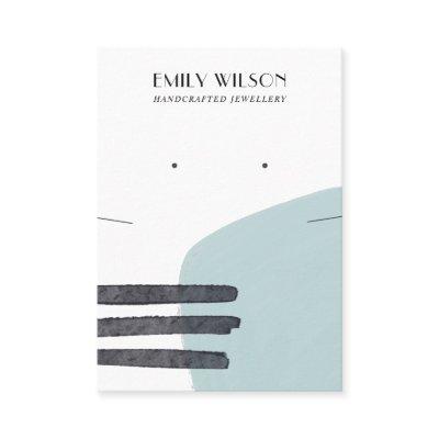 ABSTRACT AQUA BLUE NECKLACE EARRING DISPLAY CARD