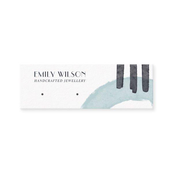 ABSTRACT AQUA BLUE STUD EARRING DISPLAY CARD
