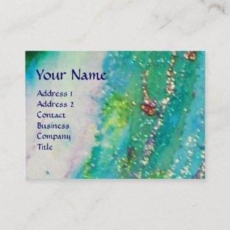 ABSTRACT AQUA BLUE TEAL GOLD SPARKLES,RED WAX SEAL