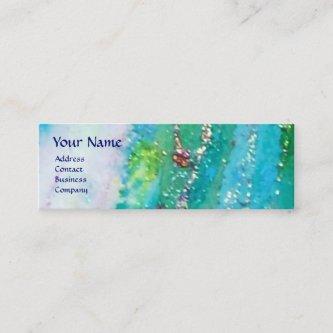 ABSTRACT AQUA BLUE TEAL GOLD SPARKLES,RED WAX SEAL MINI