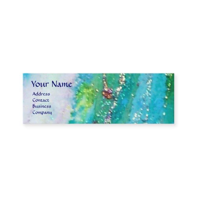 ABSTRACT AQUA BLUE TEAL GOLD SPARKLES,RED WAX SEAL MINI