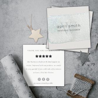 Abstract Aqua Brush Stoke Monogram Review Request Square