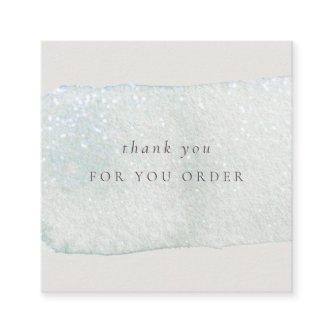 Abstract Aqua Silver Brush Stoke Thank You Order Square