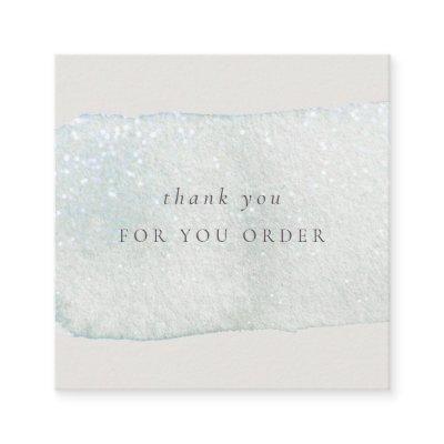 Abstract Aqua Silver Brush Stoke Thank You Order Square