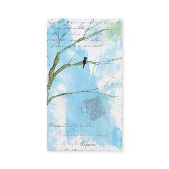 Abstract Art Painting Lone Bird Tree Branches Blue