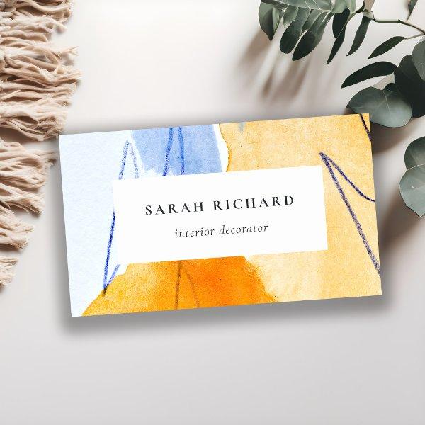 Abstract Artistic Yellow Blue Watercolor Art