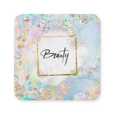 *~* Abstract BEAUTY Glitter Frame Pastel Rainbow Square