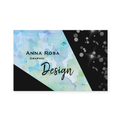 *~* Abstract Black Glitter Modern Geometric Floral