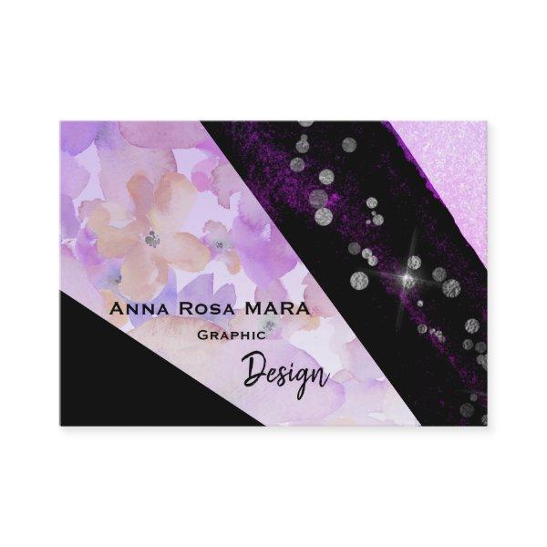 *~* Abstract Black Modern Glitter Geometric Floral