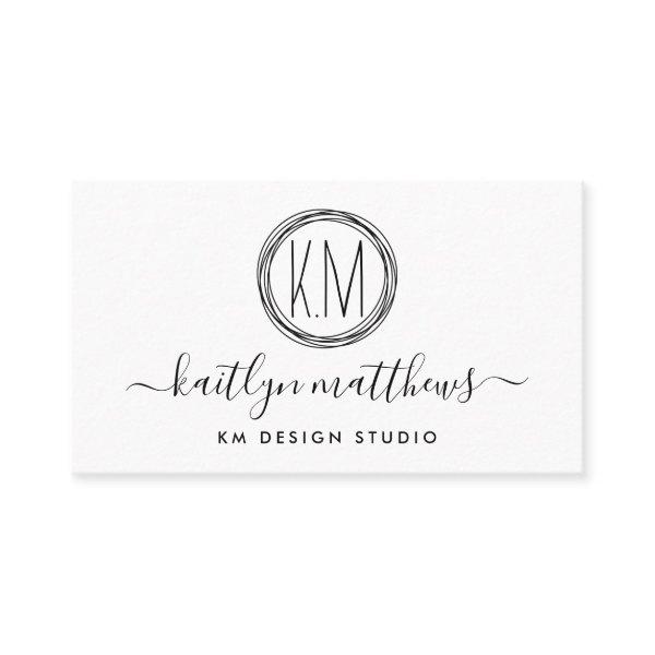 Abstract Black & White Circles Monongram Business