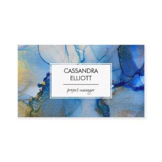 Abstract Blue and Gold Alcohol Ink Liquid Art