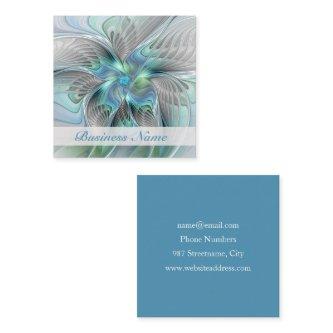 Abstract Blue Green Butterfly Fantasy Fractal Art Square