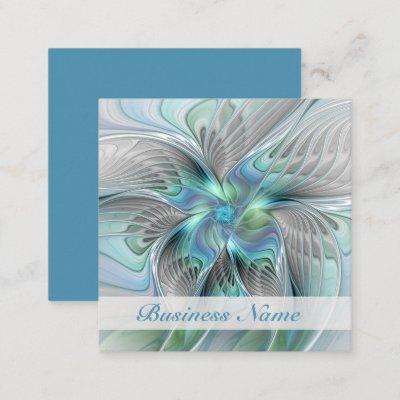 Abstract Blue Green Butterfly Fantasy Fractal Art Square